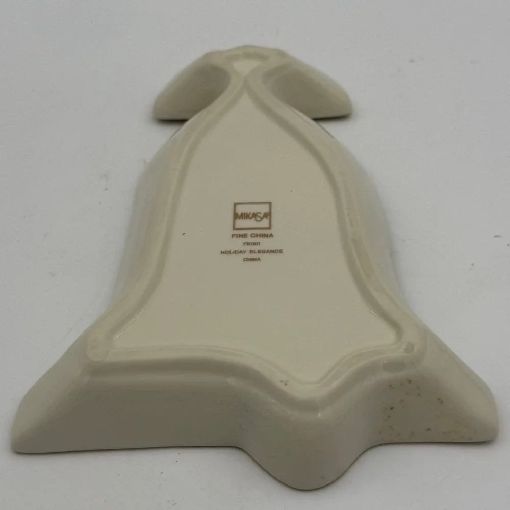 Mikasa Holiday Elegance Bell Shaped Candy Dish Fine China FK001 Gold Trim Boxed
